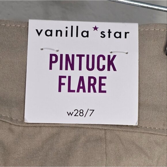 Vanilla Star Beige Pintuck Flare Pants W28/7 Rayon/Nylon/Spandex Blend - Picture 3 of 11